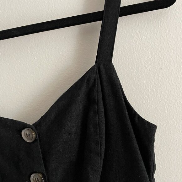 Jay Jays Women Size 6 Black Linen Blend V-Neck Sleeveless Casual Mini Sundress - Picture 3 of 8